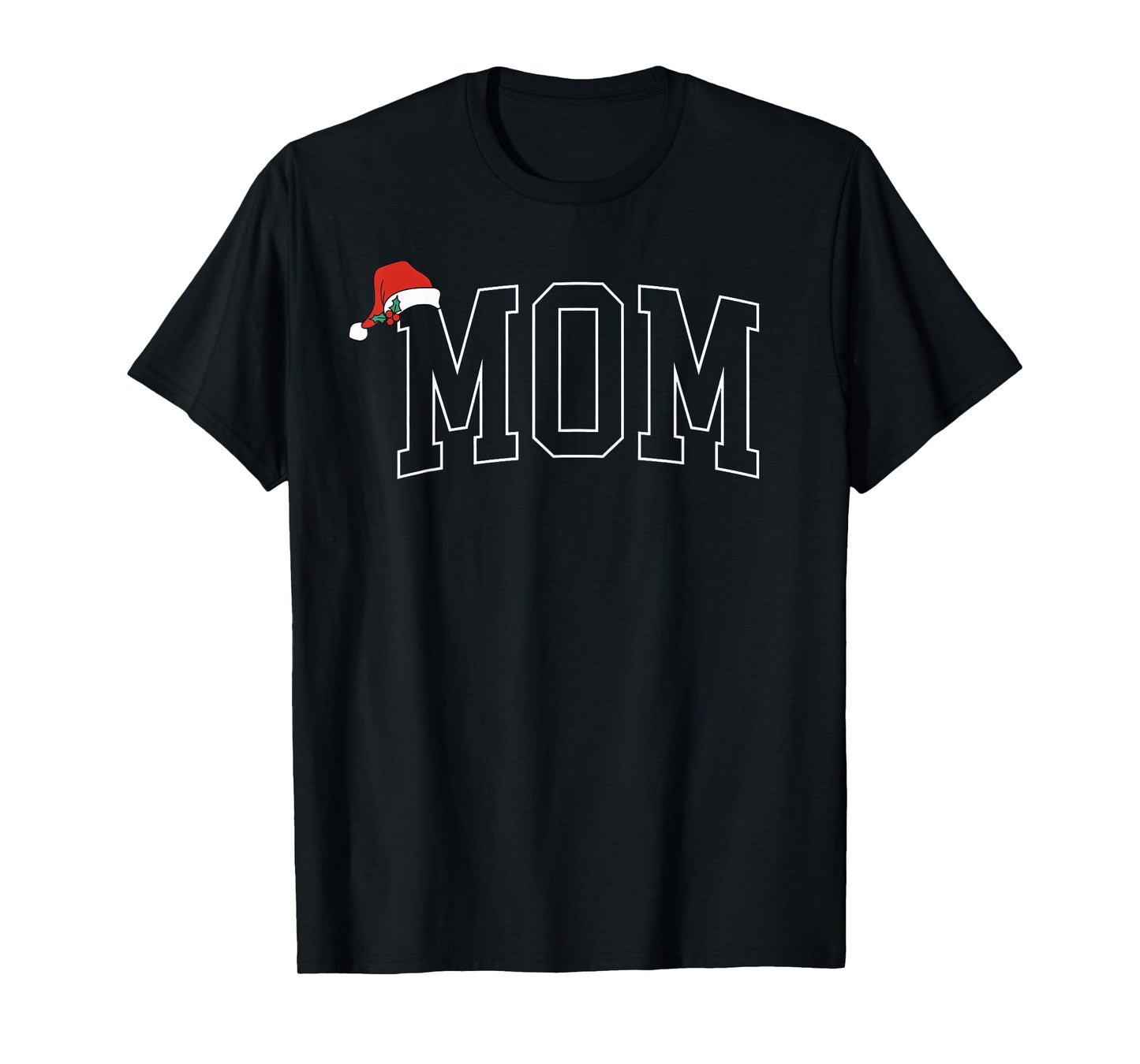 Mom Merry Christmas Santa Hat Xmas Holiday Family Matching T-Shirt