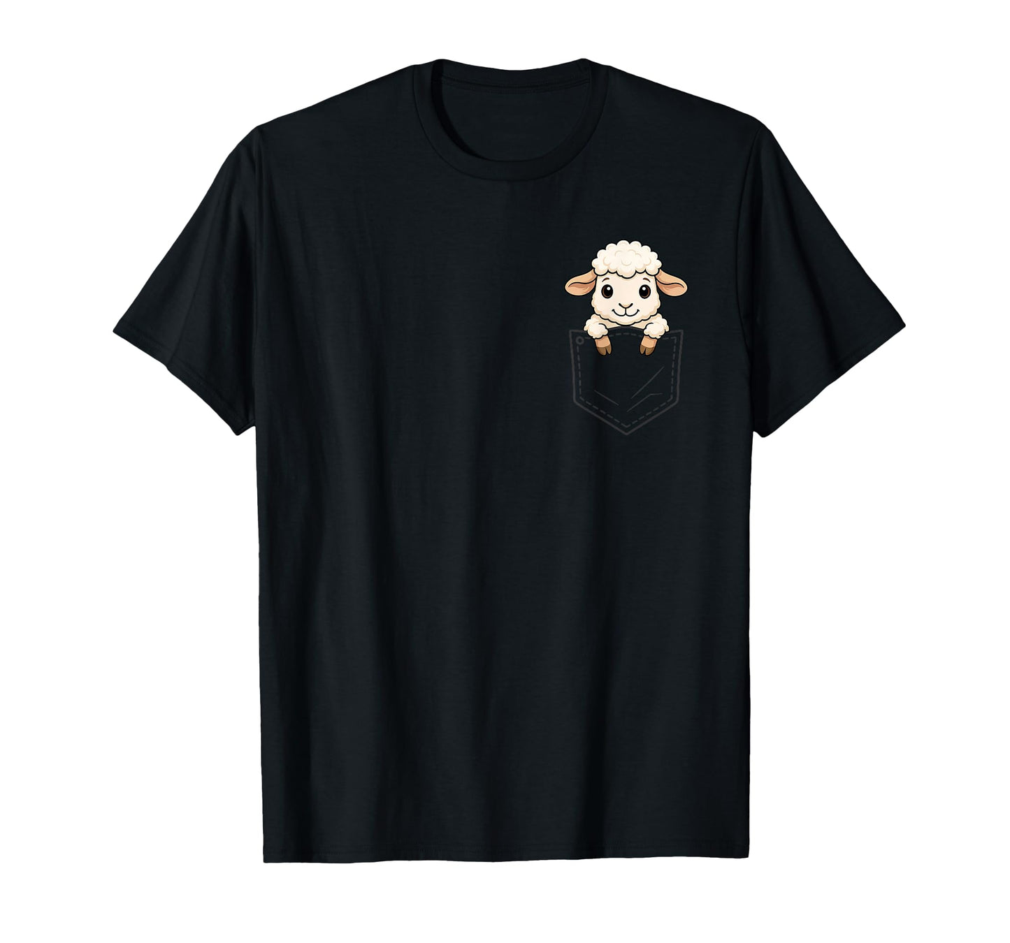 Funny Sheep Peeking in Pocket Lamb Farm Animal Lover T-Shirt