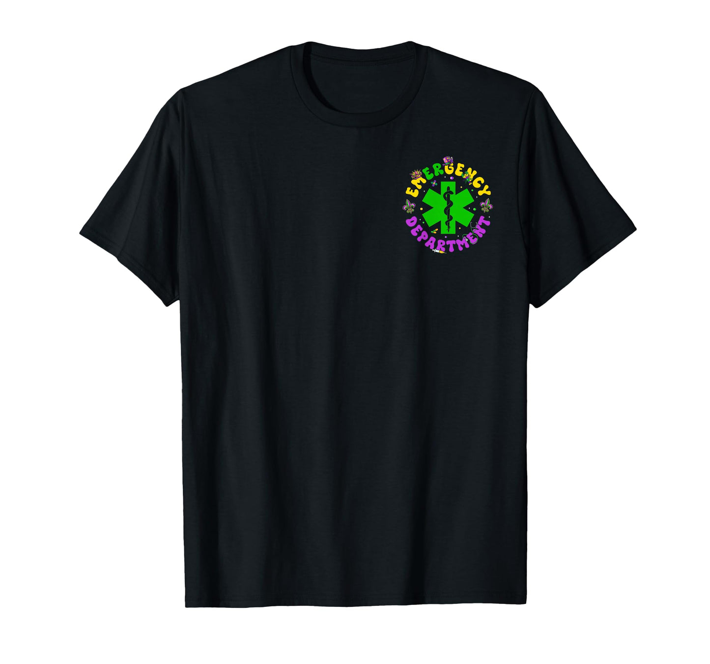 Emergency Department Emergency Room 2 Side Nurse Mardi Gras T-Shirt