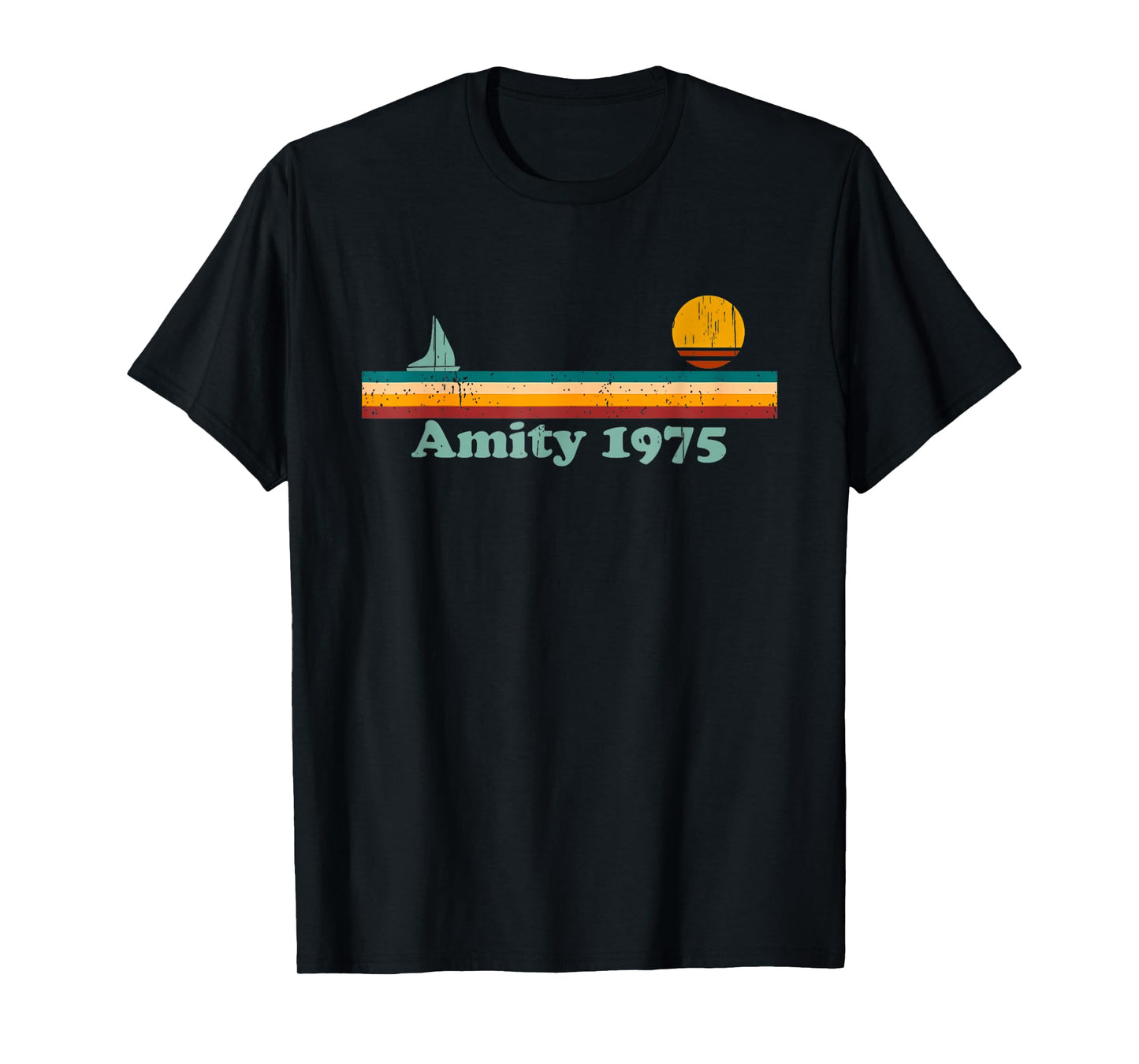Amity 1975 Retro Sailboat and Sunset Design Gifts Idea T-Shirt