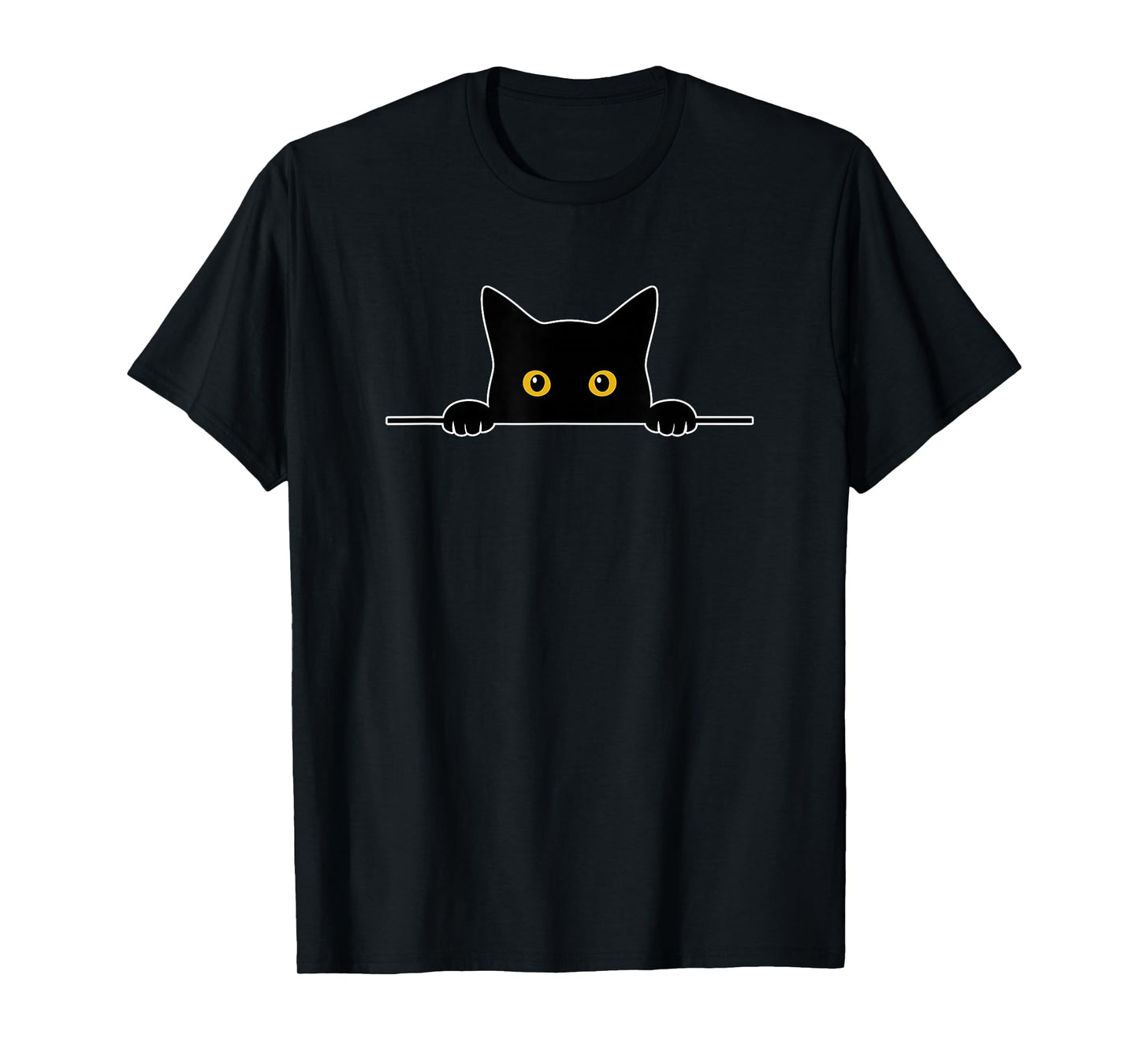 Black Cat Kitty Peeking Graphic | Cute Kitten Funny T-Shirt