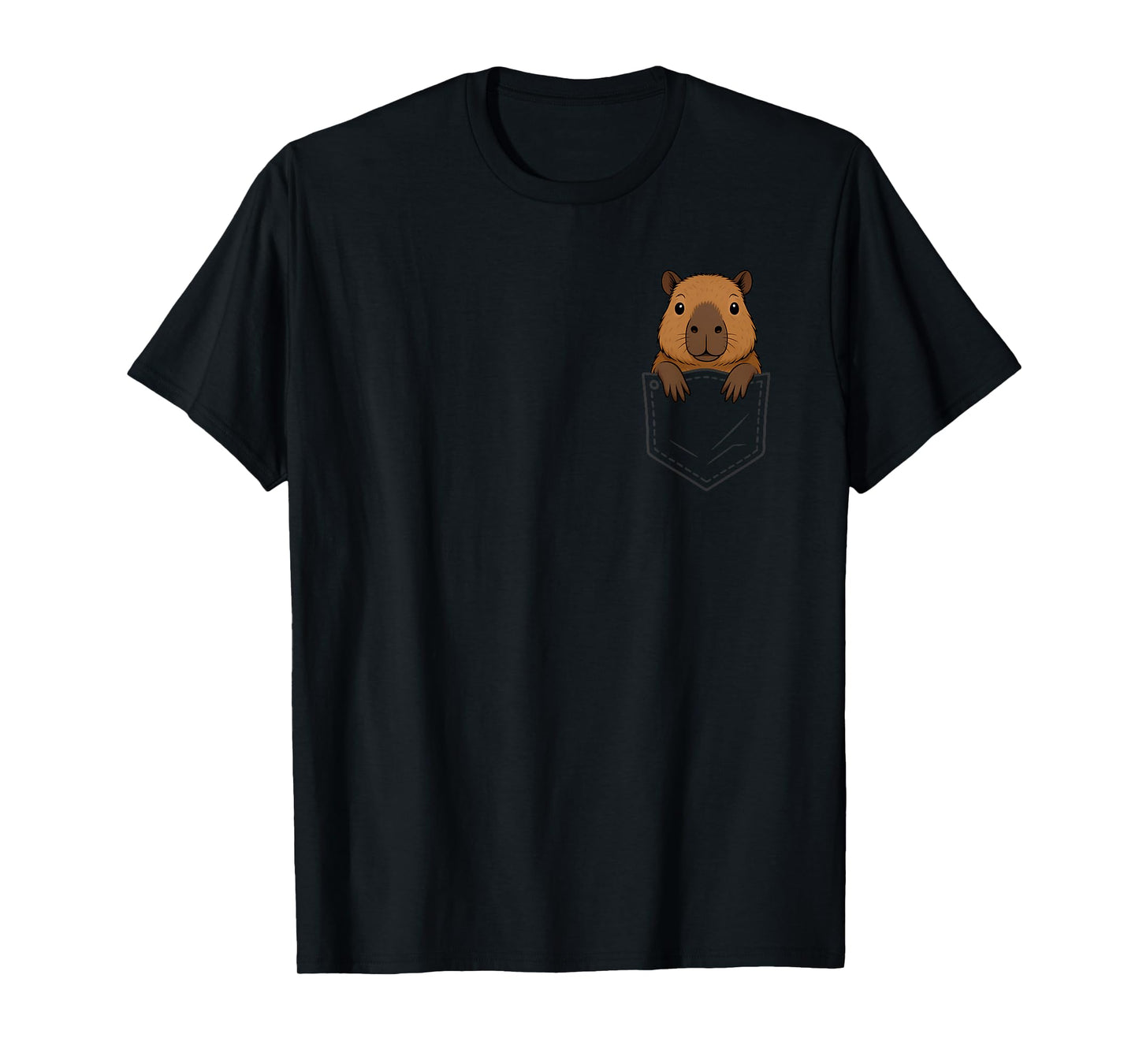 Funny Capybara Peeking in Pocket Capy Rodent Animal Lover T-Shirt
