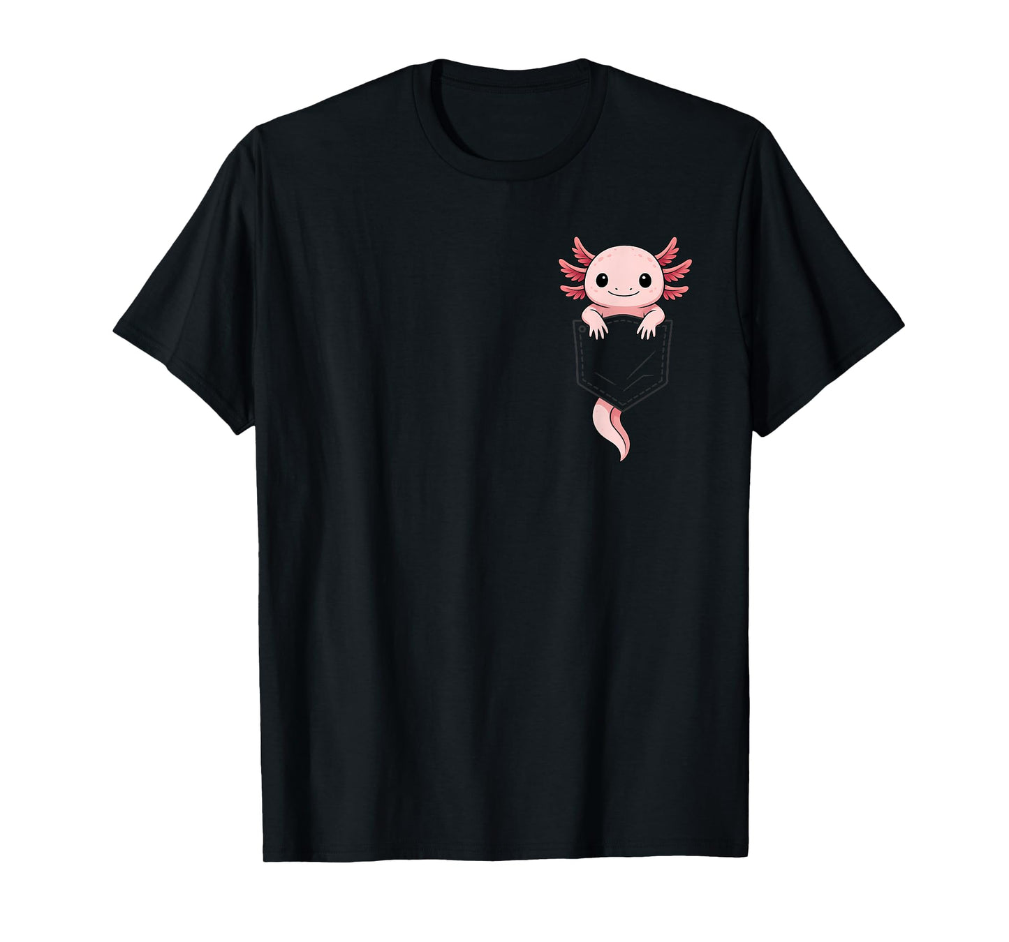Funny Axolotl Peeking in Pocket Animal Lover Men Women Kids T-Shirt