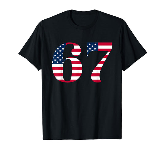Six Seven 67 Meme Funny US American Flag Halloween Design T-Shirt