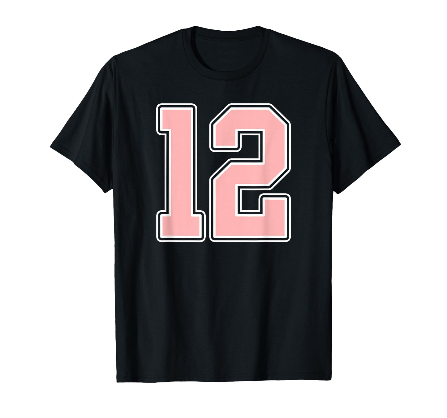 Cute Pink and White Number 12 Jersey Player Uniform #12 Fan T-Shirt