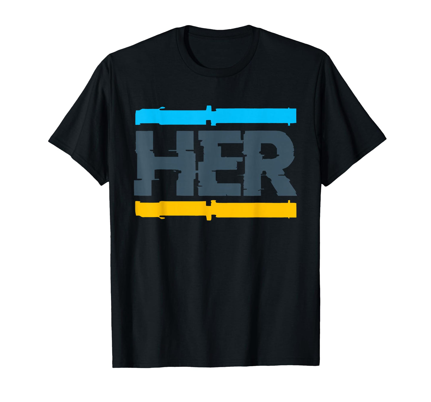 Her Glitch Streetwear Retro Gamma Blue Matching T-Shirt