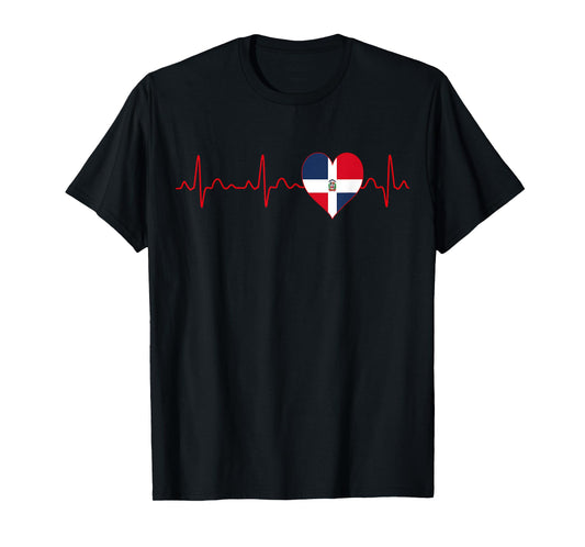 Dominican Republic Flag Heartbeat EKG Patriotic National T-Shirt
