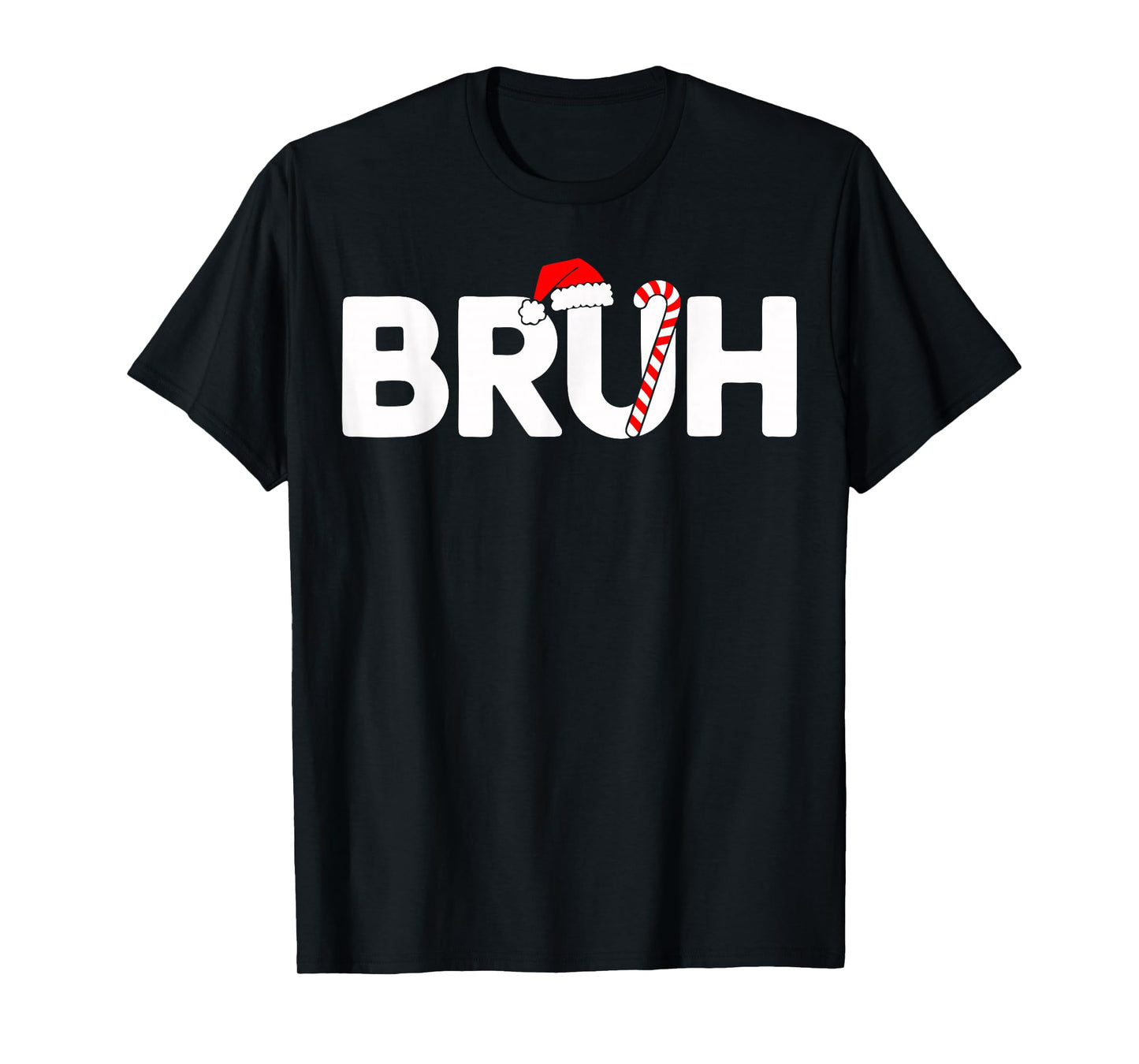Bruh Funny Christmas Santa Hat Teens Boys Kids Xmas Pajamas T-Shirt