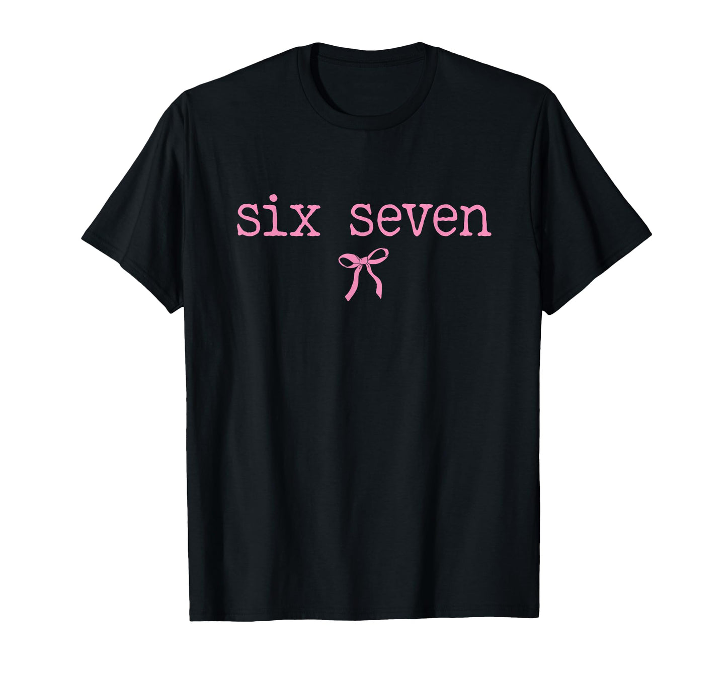 Funny Six Seven 6 7 Meme Retro Pink Conquette Bow T-Shirt