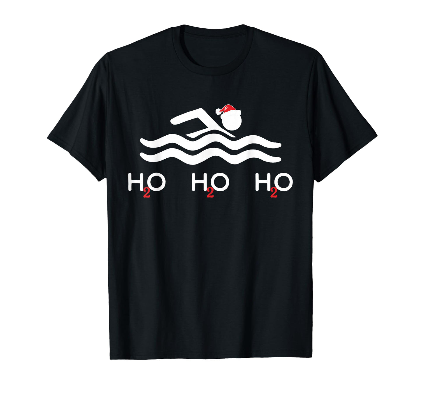 H2o H2o H2o Santa Hat Swimmer Swim Christmas Swimming Sport T-Shirt