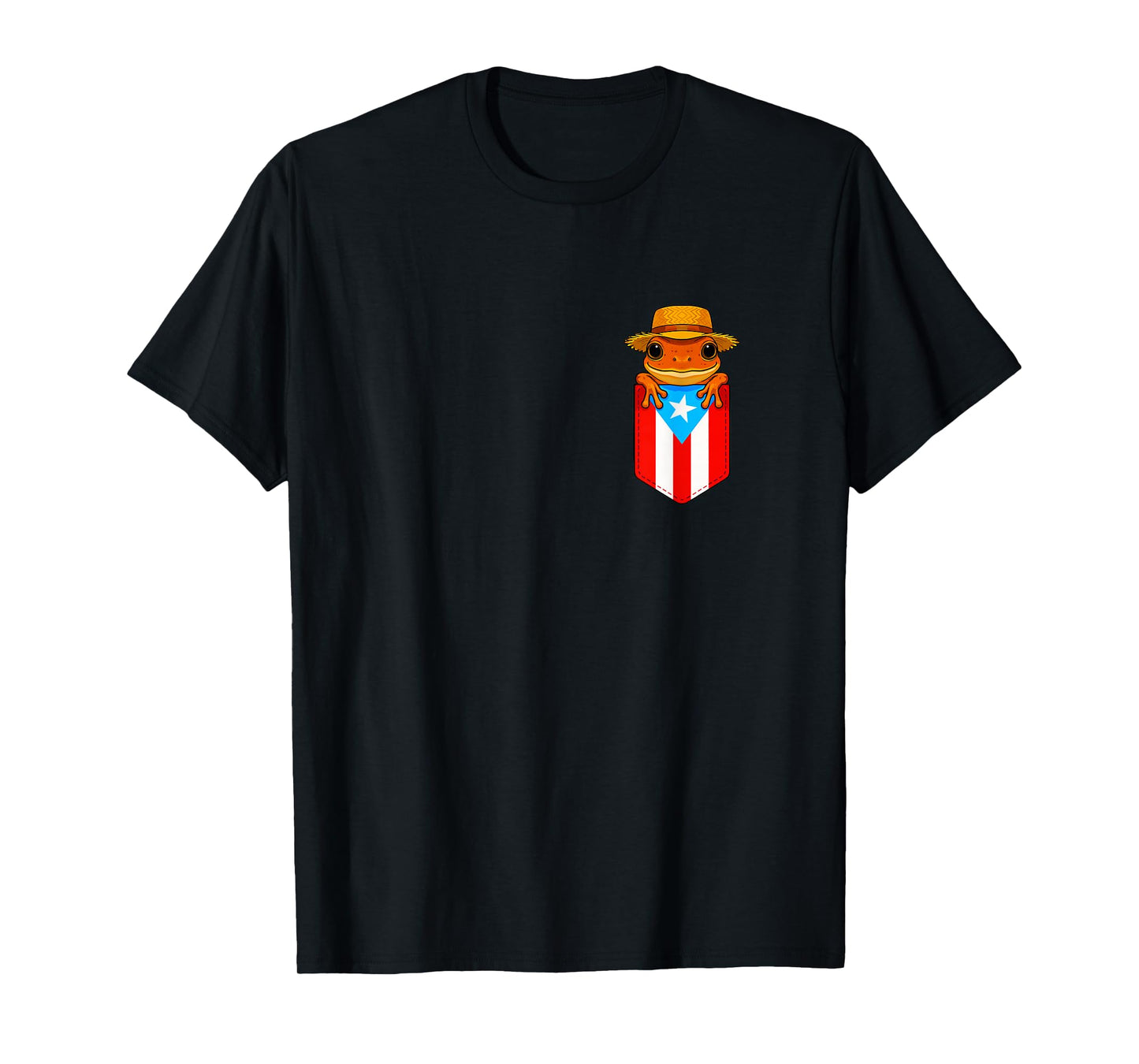 Jibaro Coqui Frog Puerto Rico Flag Boricua Pocket Borinquen T-Shirt