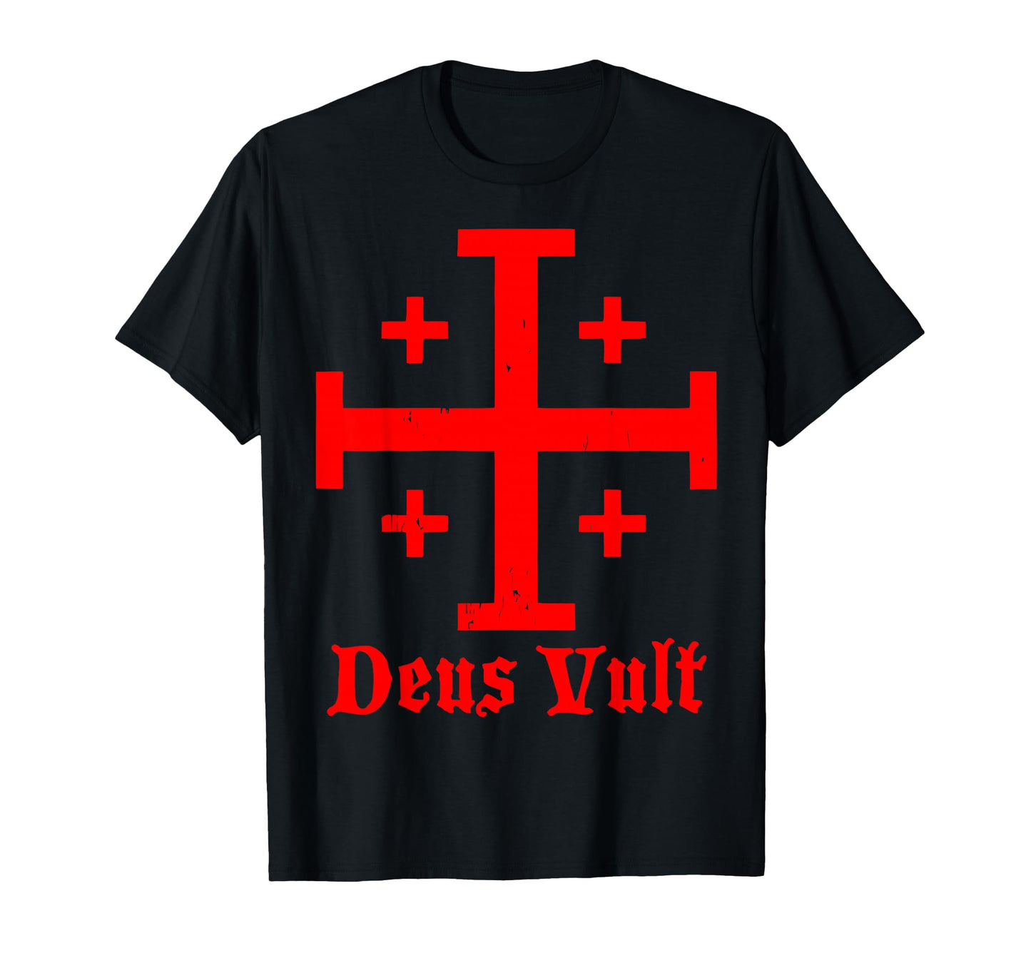 Deus Vult Catholic Knight Templar Crusader Cross Design T-Shirt