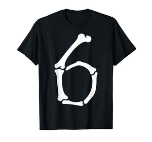 6 Number Six Bones Graphic Funny School Halloween Matching T-Shirt