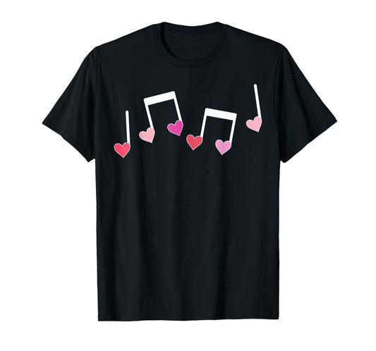 Music Notes Heart Valentines Day Musicians Music Lover Women T-Shirt