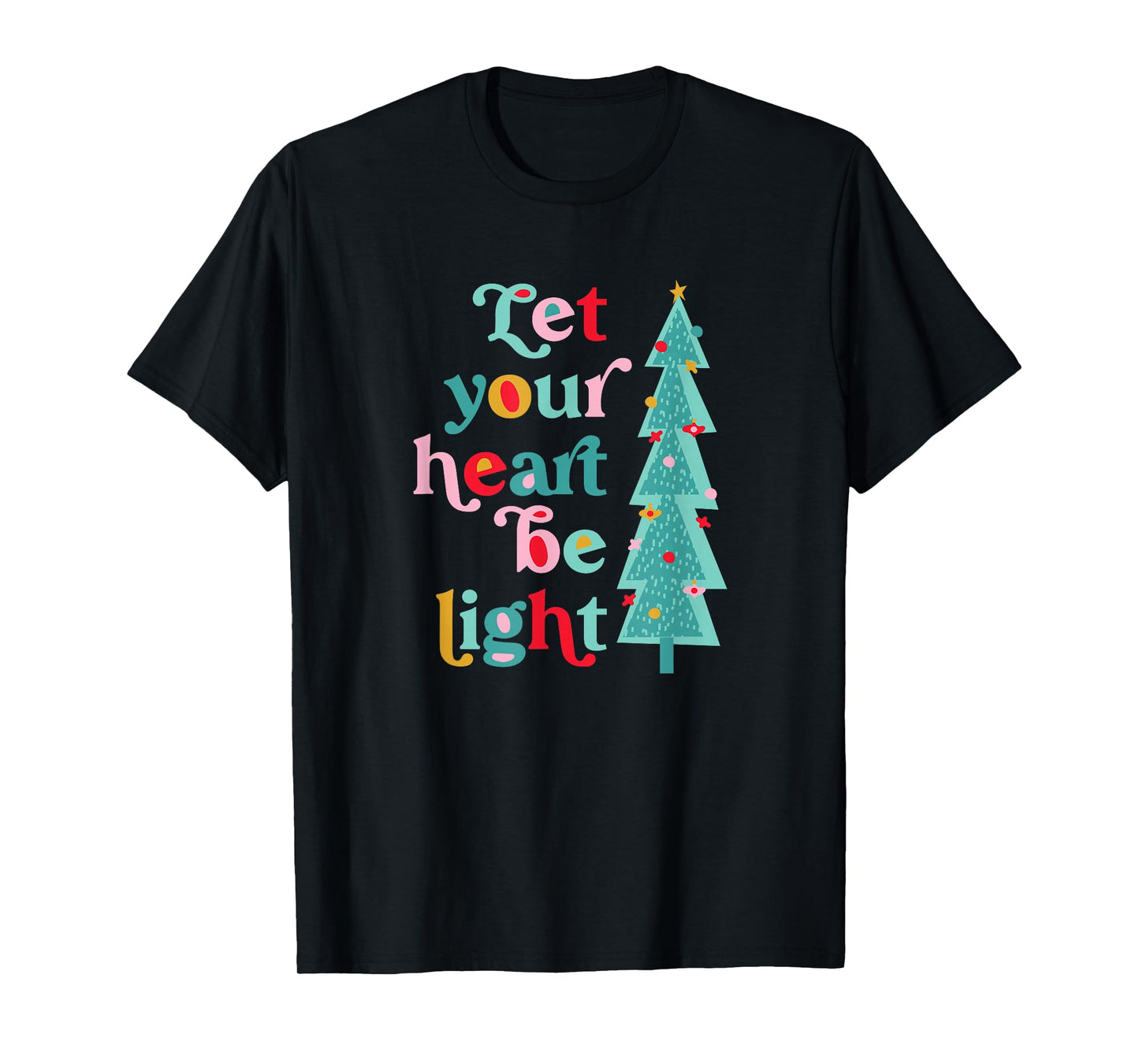Let Your Heart Be Light Christmas, Retro Pastel Holiday T-Shirt