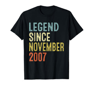 Legend Since November 2007 18th Birthday Gifts 18 Year Old T-Shirt