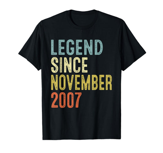 Legend Since November 2007 18th Birthday Gifts 18 Year Old T-Shirt