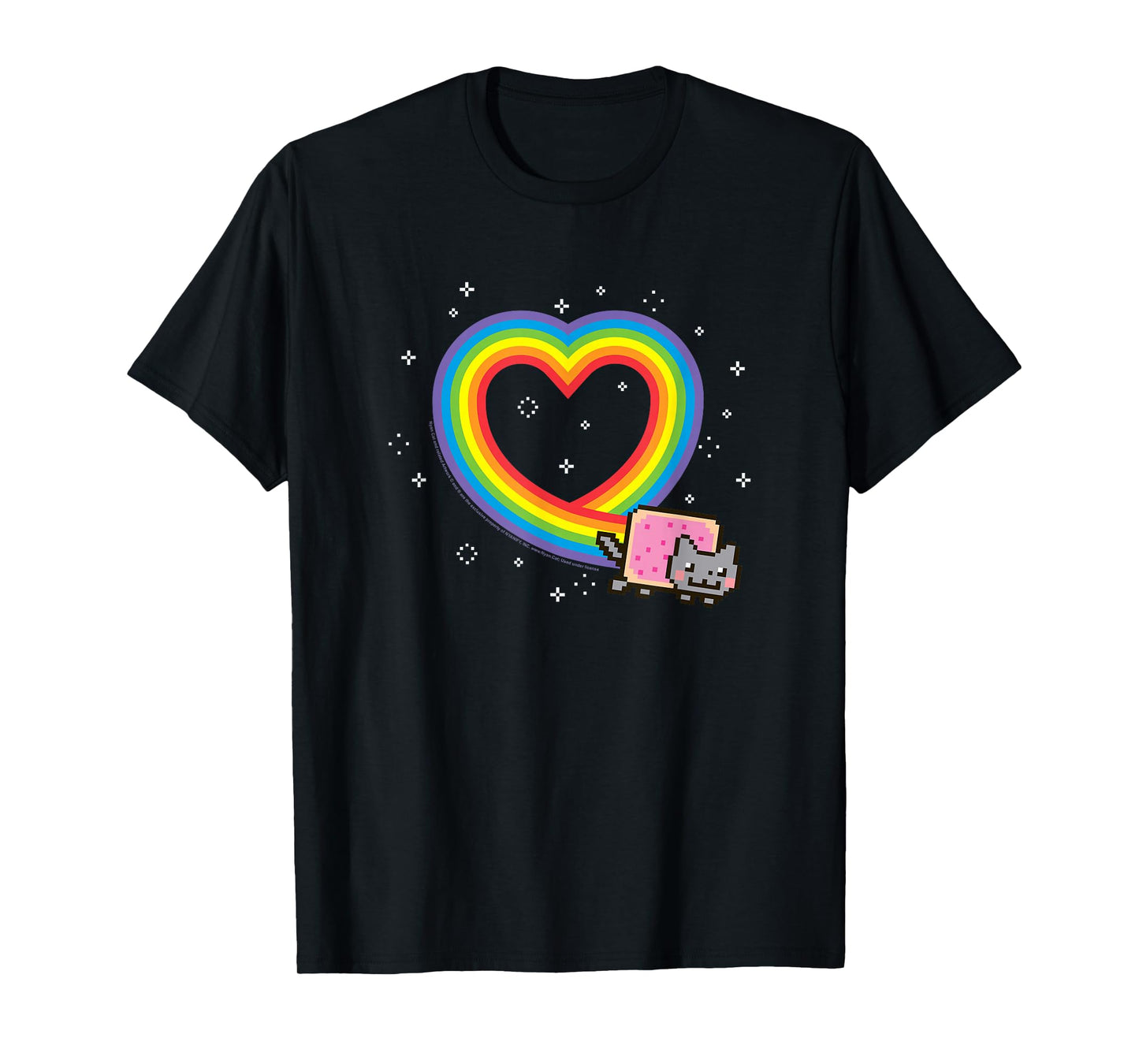 Nyan Cat Rainbow Heart with Sparkles Cute Internet Cat T-Shirt