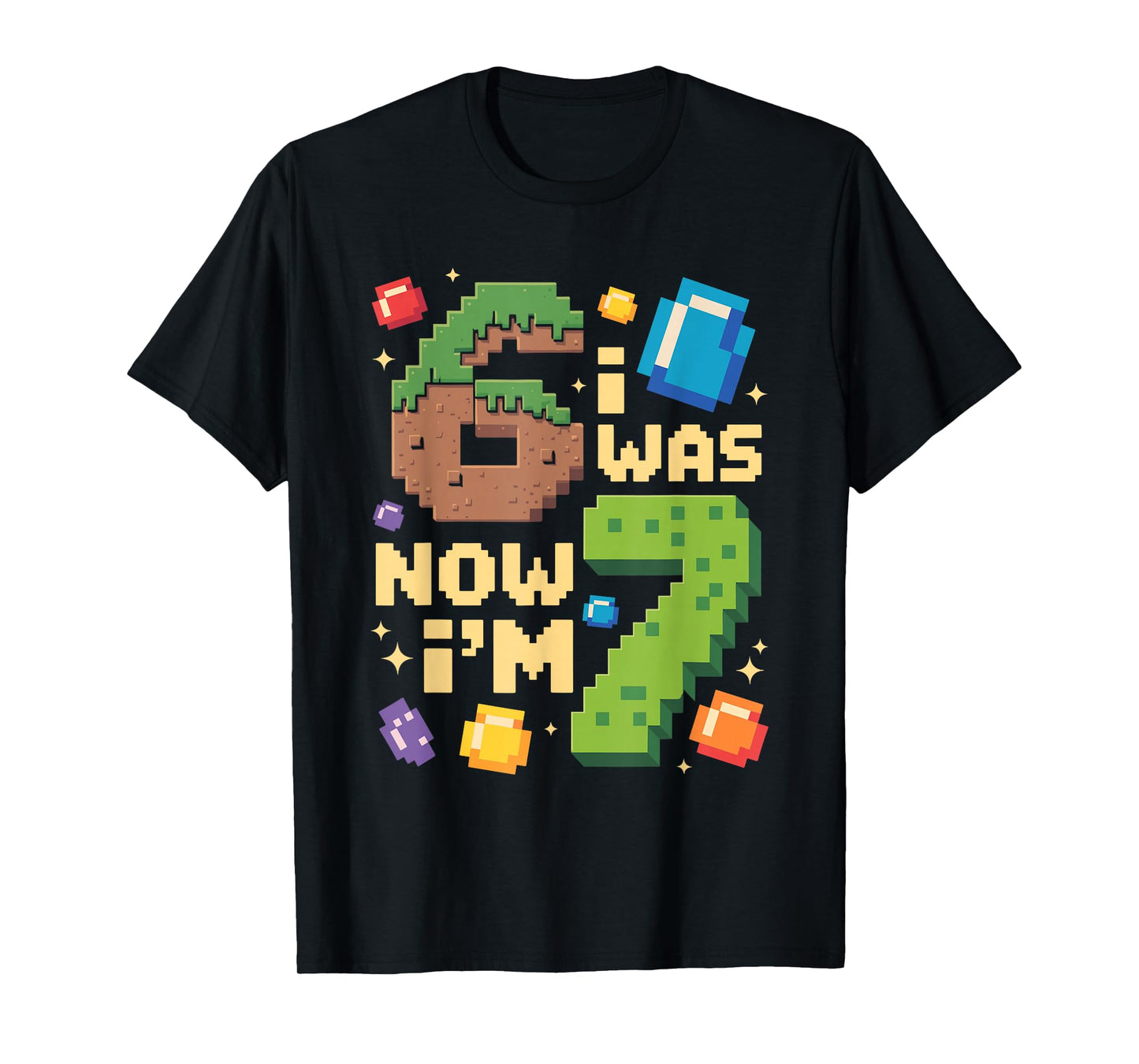 Retro I was 6 Now I'm 7 Birthday Gift for Boys Kid Cute T-Shirt