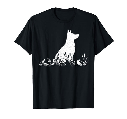 Vintage Silhouette German Shepherd Shirt Women, Cute Dog Mom T-Shirt