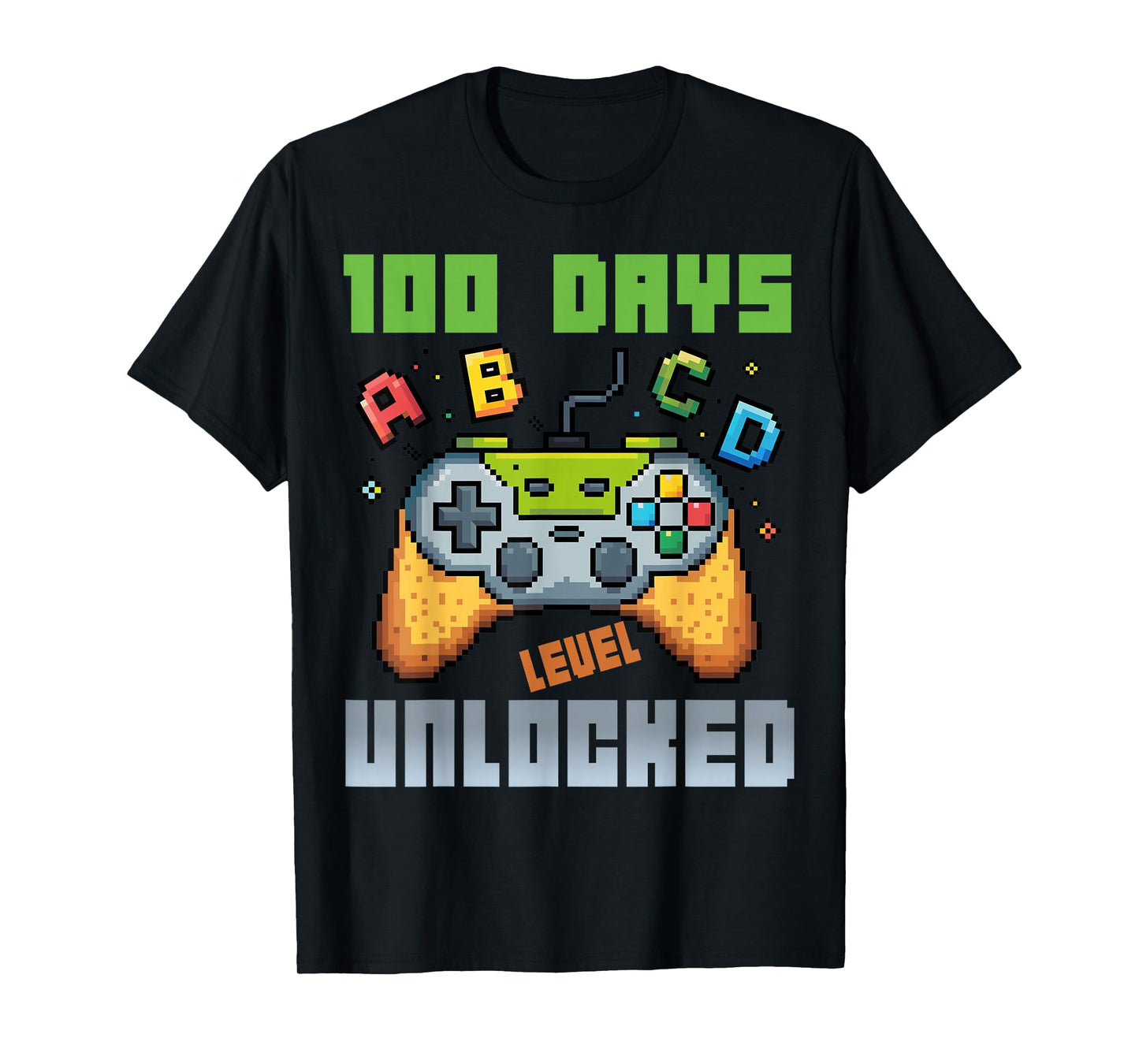 100 Days of School Level Unlocked Gamer Pixel Boys Outfit T-Shirt