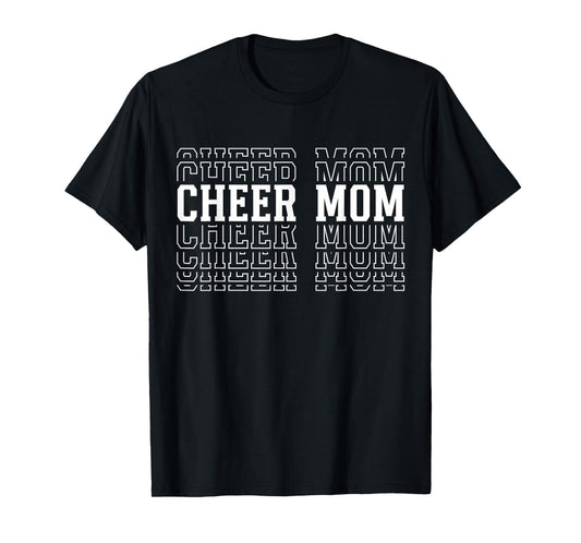 Cheer Mom Funny Layered Text Mother Cheerleader T-Shirt