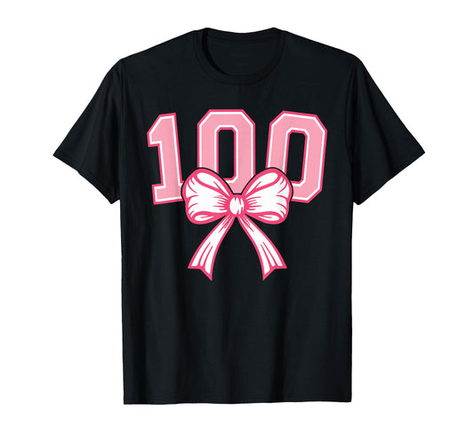 100 Days of School Groovy Retro Teacher Student Coquette Bow T-Shirt