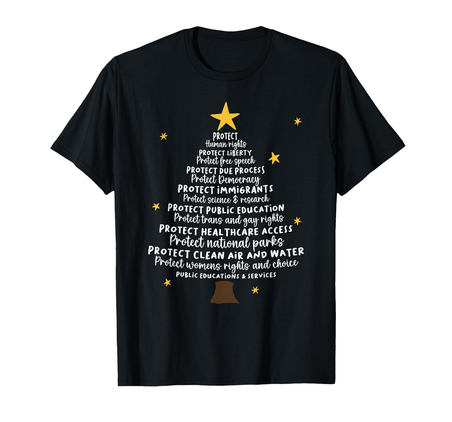 Protect Democracy Christmas Tree Subtle Anti Trump T-Shirt