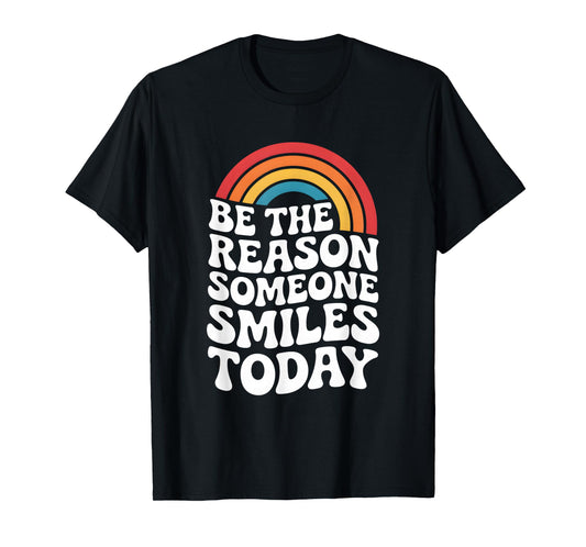 Be The Reason Someone Smiles Kindness Groovy Rainbow Retro T-Shirt