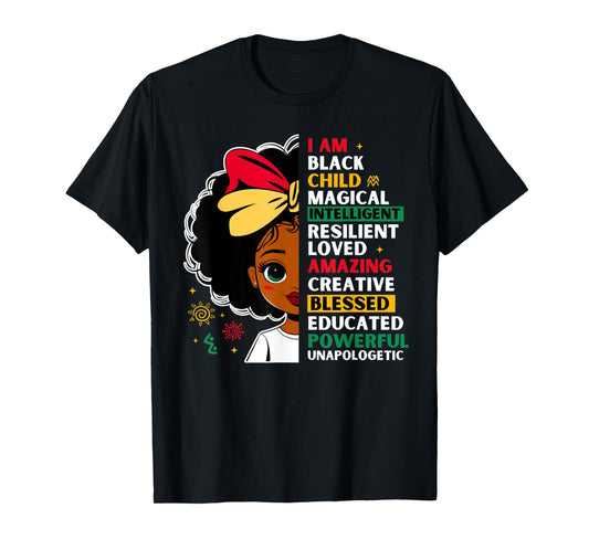 Black History Month African American Girls Kids Melanin T-Shirt