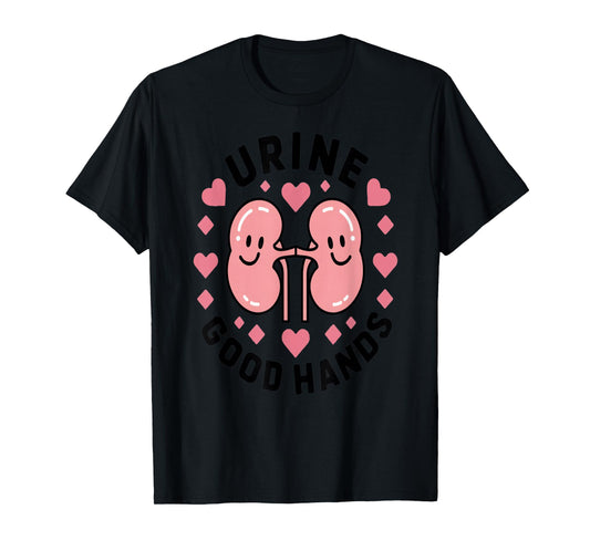 Urine Good Hands Kidney Pun Cute Cartoon Humor T-Shirt