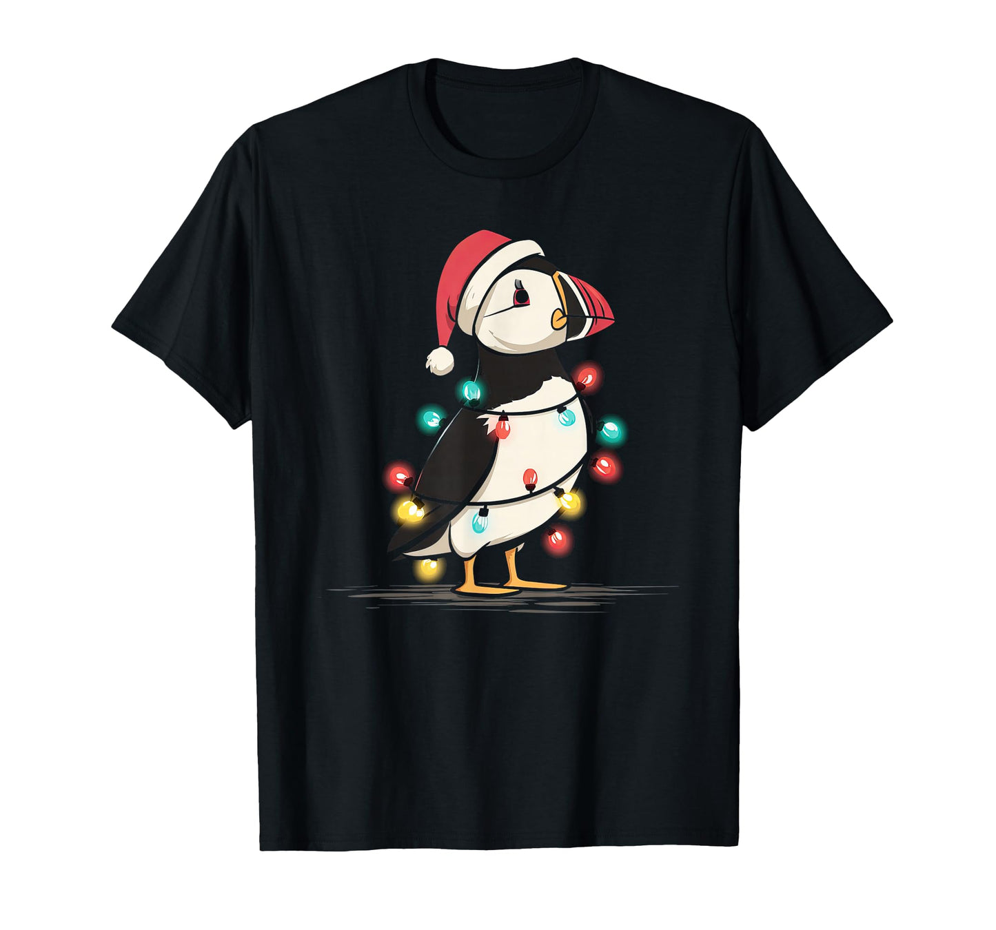 Funny Puffin Christmas Graphics Animal Lights Lover T-Shirt