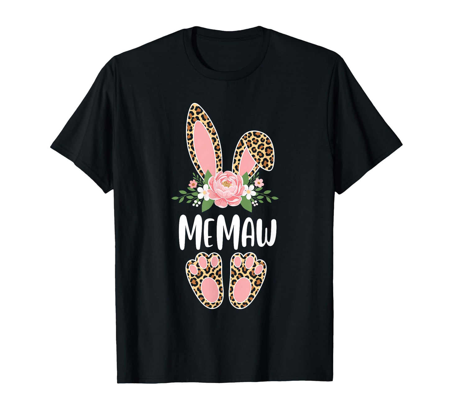 Floral Leopard Memaw Bunny Happy Easter Spring T-Shirt