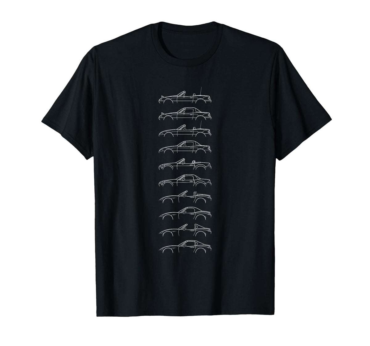 Every Miata Ever! NA NB NC ND Convertible T-Shirt