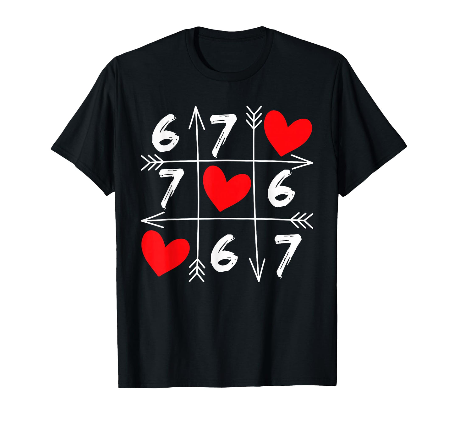 Six Seven 67 Meme 6 7 Valentines Day Heart Men Women Kids T-Shirt