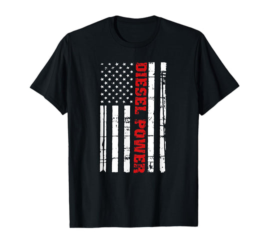 Diesel Truck Power USA Flag Turbo Brothers Mechanic Smoke T-Shirt