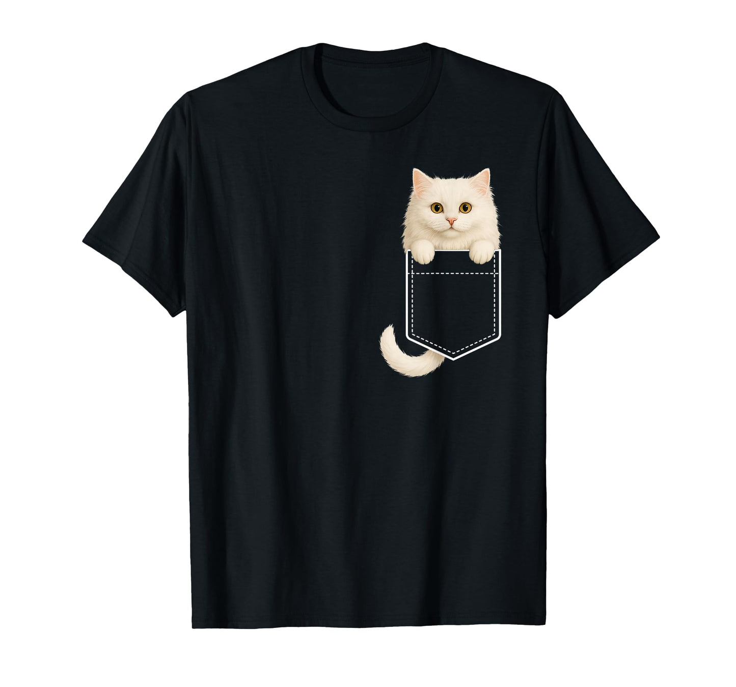 Funny Fluffy White Cat Feline Lover for Women Men Adult Kids T-Shirt