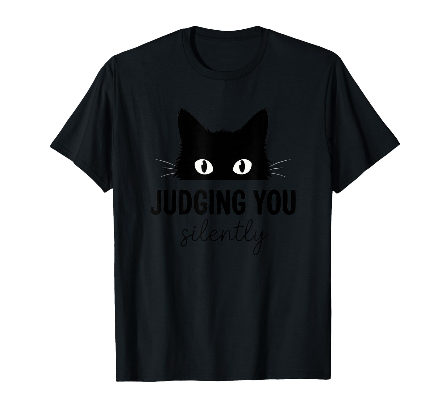 Judging You Silently Funny Black Cat Staring Meme T-Shirt