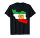 Iran Map with Lion and Sun Emblem, Persian Flag T-Shirt