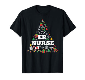 ER Nurse Christmas Tree Lights Womens Mens Kids T-Shirt