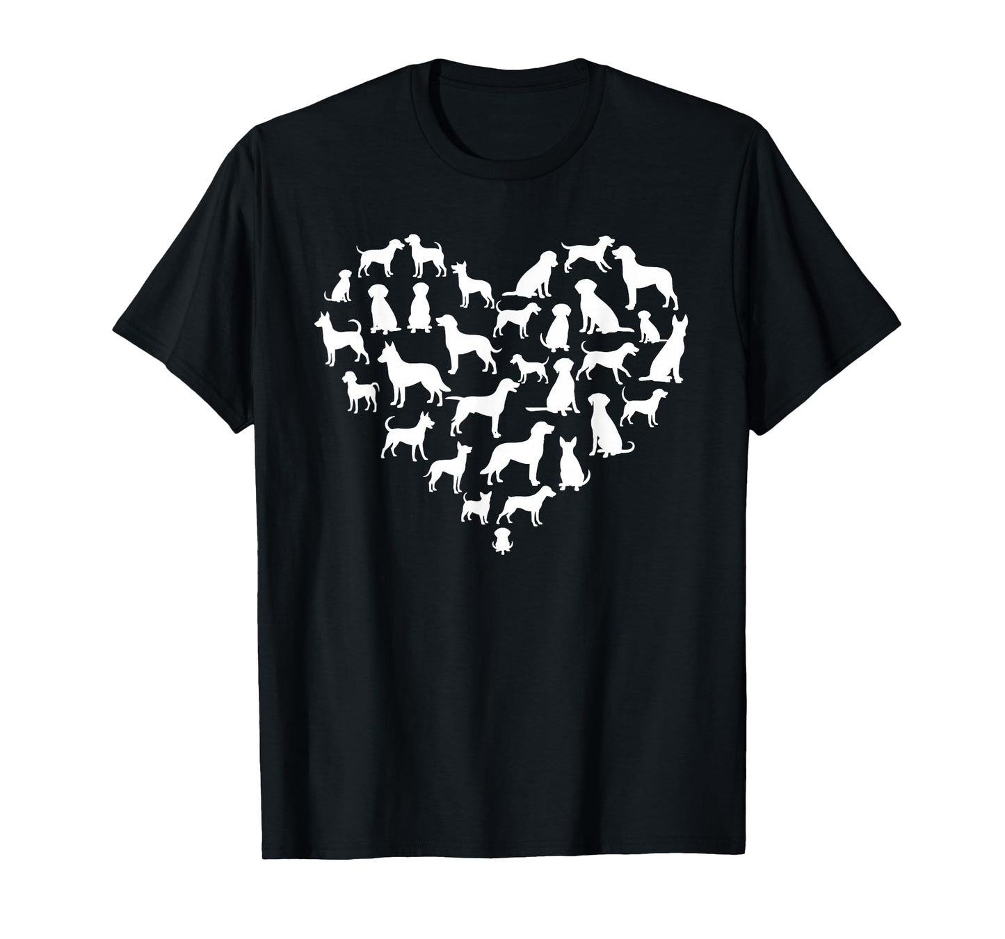 Dog Silhouettes Forming Heart Pet Animal Lovers Design T-Shirt