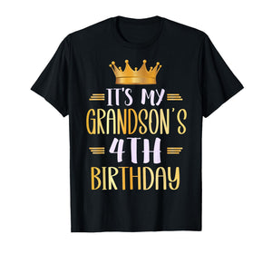 It's My Grandson's 4th Birthday Happy 4 Years Old T-Shirt