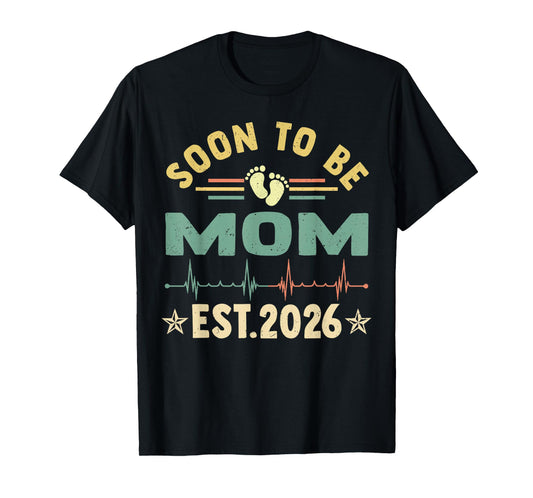Retro Vintage Soon to Be Mom Est 2026 T-Shirt
