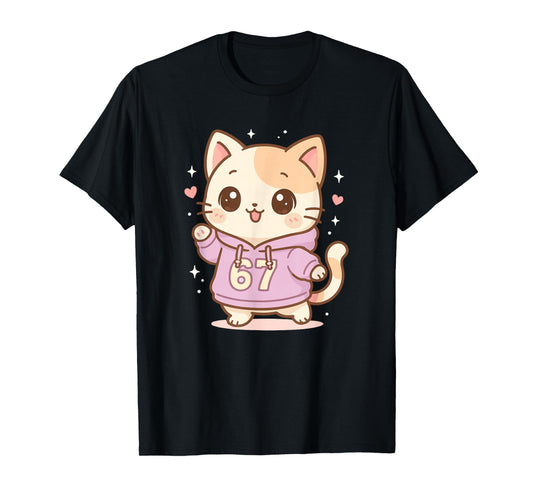 Cute Kawaii Cat 67 Meme T-Shirt