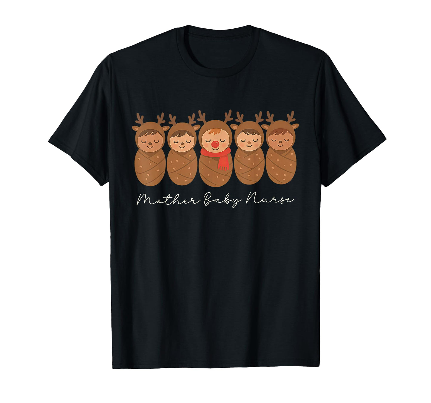 Coquette Reindeer Baby Swaddle Mother Baby Nurse Christmas T-Shirt