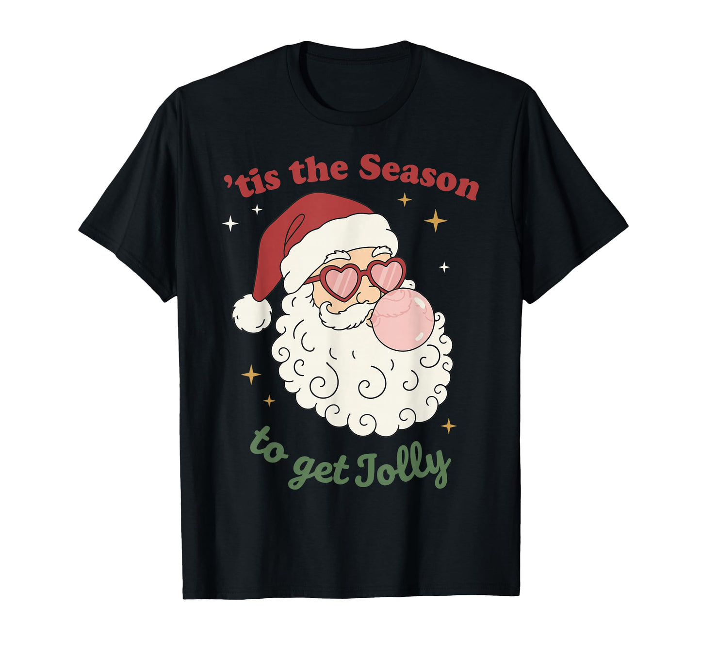 Retro Santa Claus Bubble Gum Tis The Season to Get Jolly T-Shirt