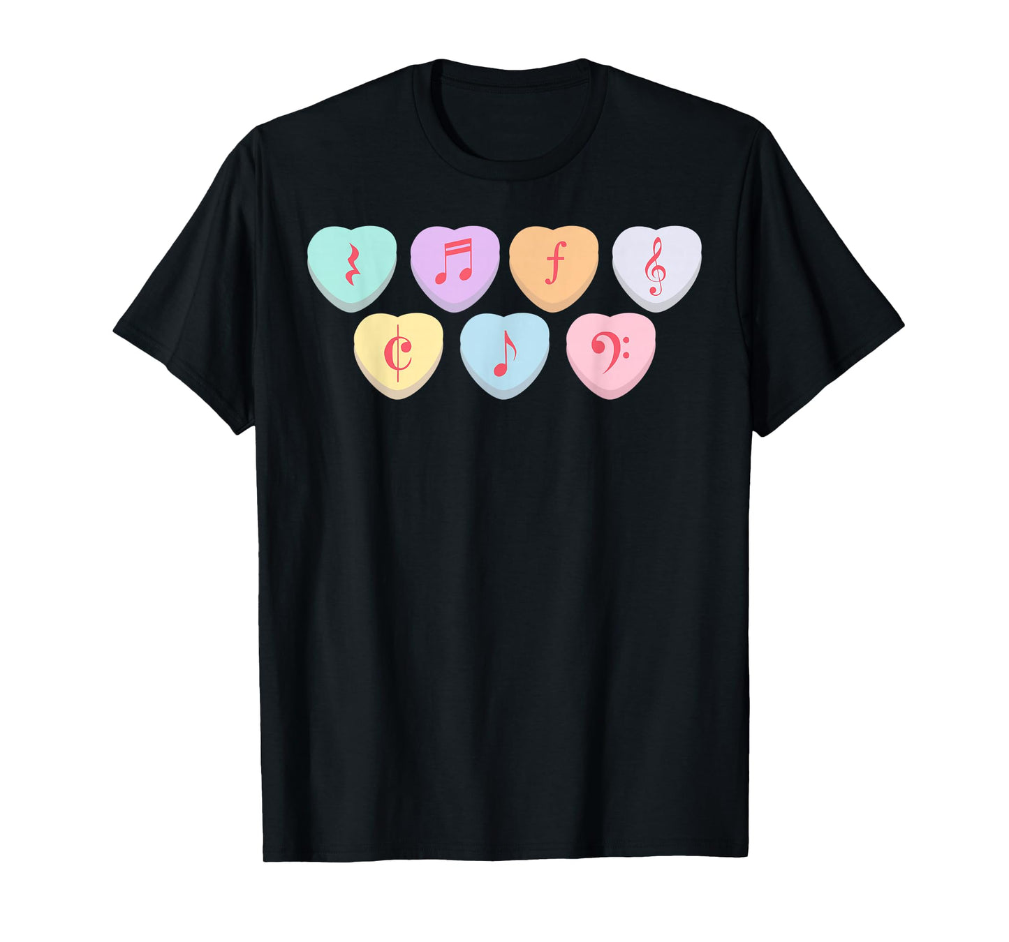 Music Teacher Valentines Candy Heart Musical Notes T-Shirt