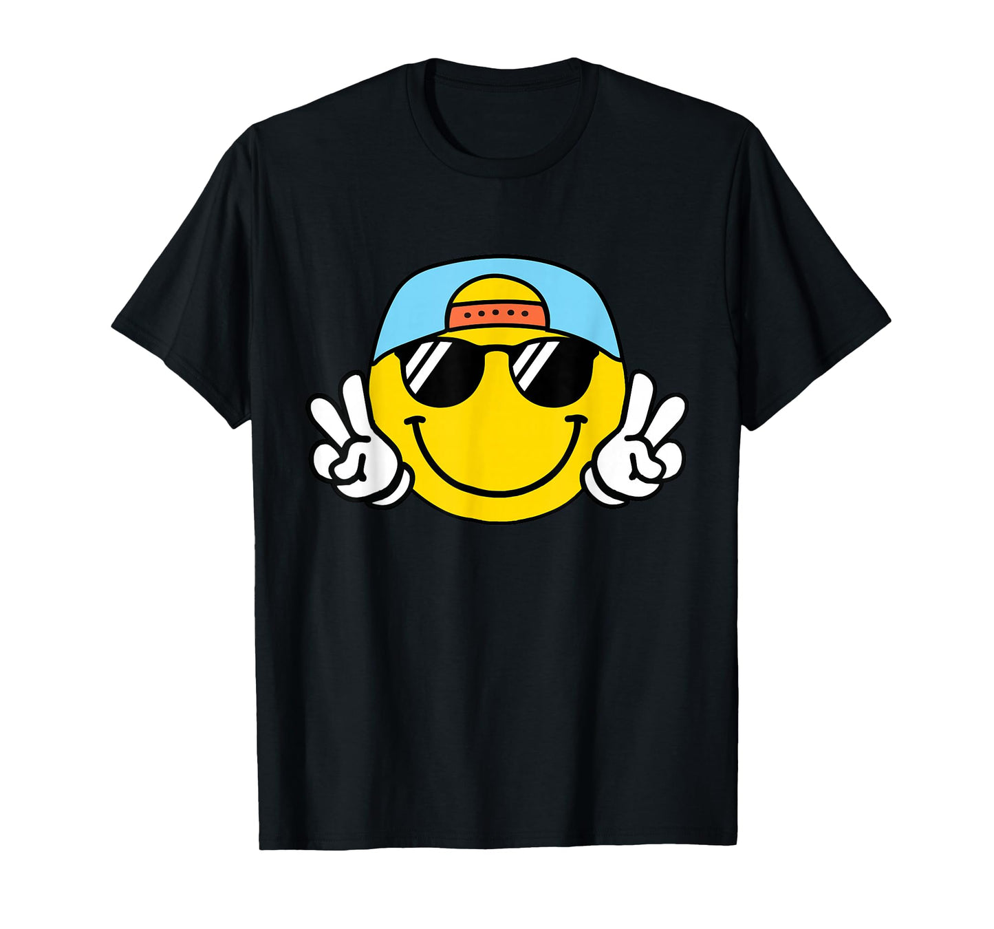 Yellow Smile Face Cute Checkered Peace Smiling Happy Face T-Shirt