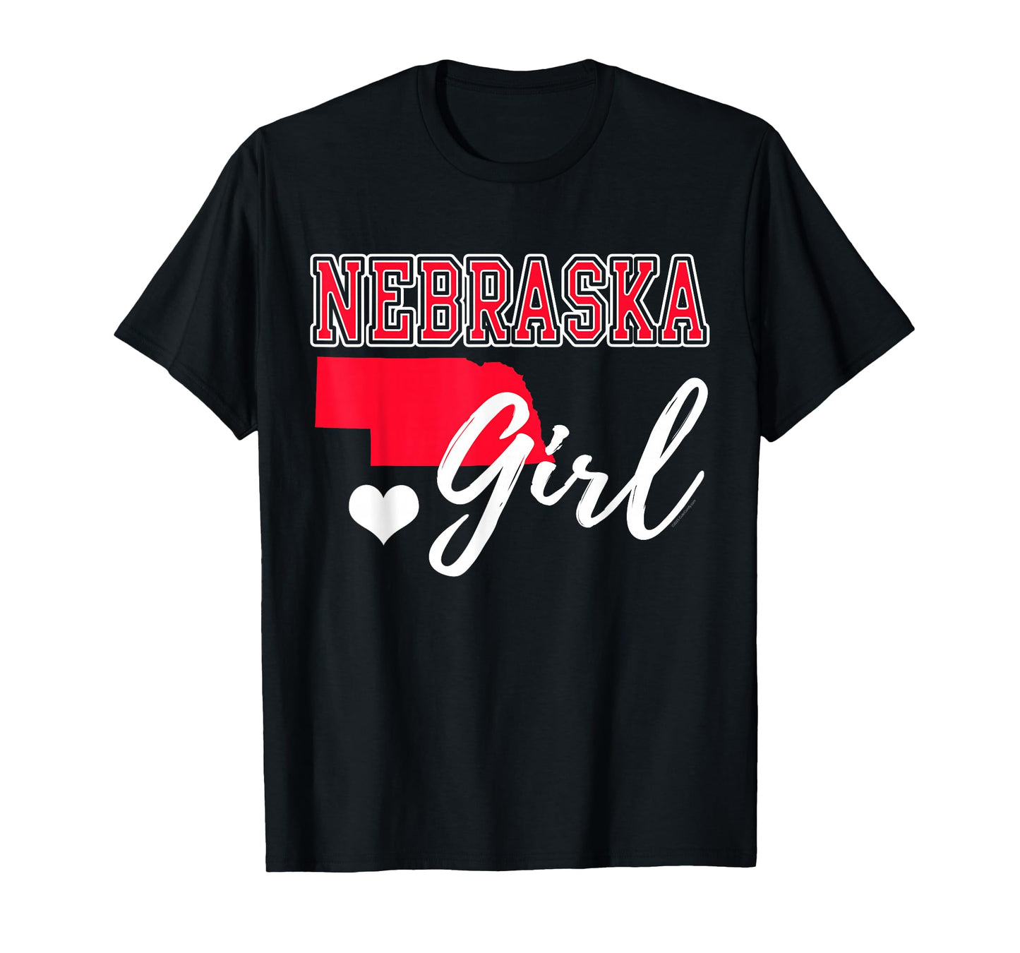 Nebraska Girl Heart Map Shape Souvenir Gift for Women Girls T-Shirt