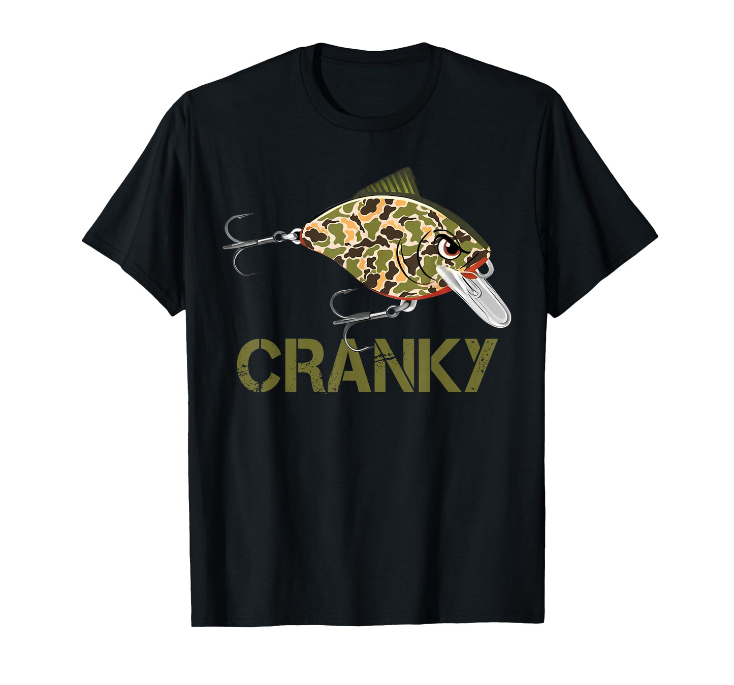 Cranky Camo Crankbait Fish Lure Angler Funny Father's Day T-Shirt